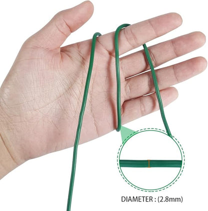 Tenn Well Plant Ties for Climbing Plants, 66 Feet 2.8mm Green Garden Wire Ties for Tomato Plants, Climbing Roses, Trellises, Gardening Supplies (2PCS x 33 Feet)
