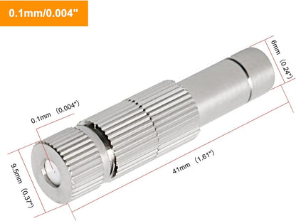 20pcs Brass Mister Nozzles, 6mm Misting Nozzles for Outdoor Cooling System, Landscaping, Air Humidification, Greenhouse Irrigation (with Filter, 0.004"/0.1mm Orifice)