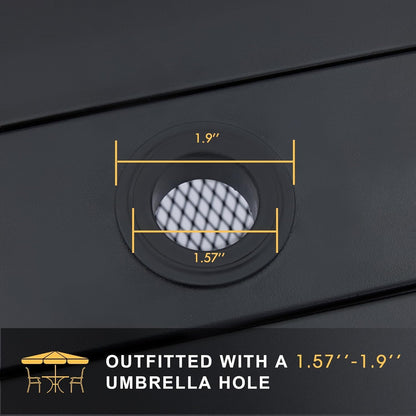 VICLLAX 7 Pieces Patio Dining Set for 6, Outdoor Furniture Set Includes 59" Rectangle Outdoor Table and 6 Stackable Patio Sling Chairs, Black Tabletop and Blue Fabric