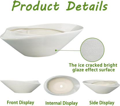 Bonsai Planter Pot - 12 Inch Ceramic Plant Pot for Indoor Plants Outdoor Decorative Flower Pot Succulent Planter with Drainage Hole Gray