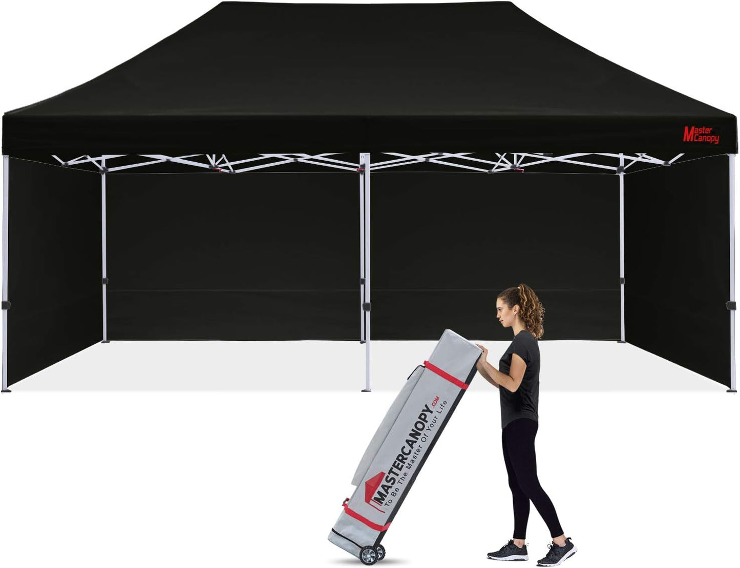 MASTERCANOPY Heavy Duty Pop-up Canopy Tent with Sidewalls (10x20,Black)