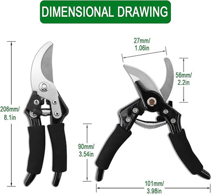 Bypass Pruning Shears Garden Clippers, Gardening Scissors with Sharp, Rust Resistant Steel Blade