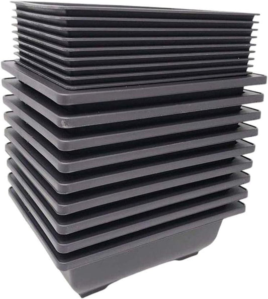 Bonsai Training Pots Humidity Trays - Built in Mesh, 6-Inch Large Planters + Made from Durable Shatter Proof Poly-Resin, 9-Pack Pot Set