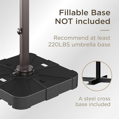 9' X 12' Cantilever Patio Umbrella 360°Rotation Rectangular Outdoor Large Offset Umbrellas Double Top Heavy Duty Windproof for Garden Deck Pool Backyard, Beige