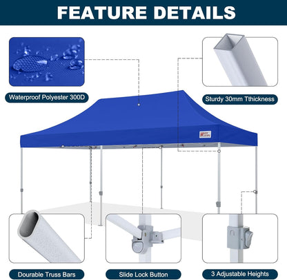 MASTERCANOPY Pop Up Canopy Tent Commercial Grade 10x20 Instant Shelter (Blue)