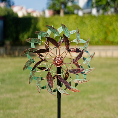 VEWOGARDEN 360° Outdoor Metal Wind Spinners Kinetic Wind Sculptures & Spinners for Yard Garden Lawn Patio Decorations, Light Green & Bronze