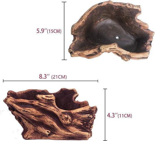 Dahlia Driftwood Stump Log Concrete Planter/Succulent Pot/Plant Pot, 8.2L x 5.9W