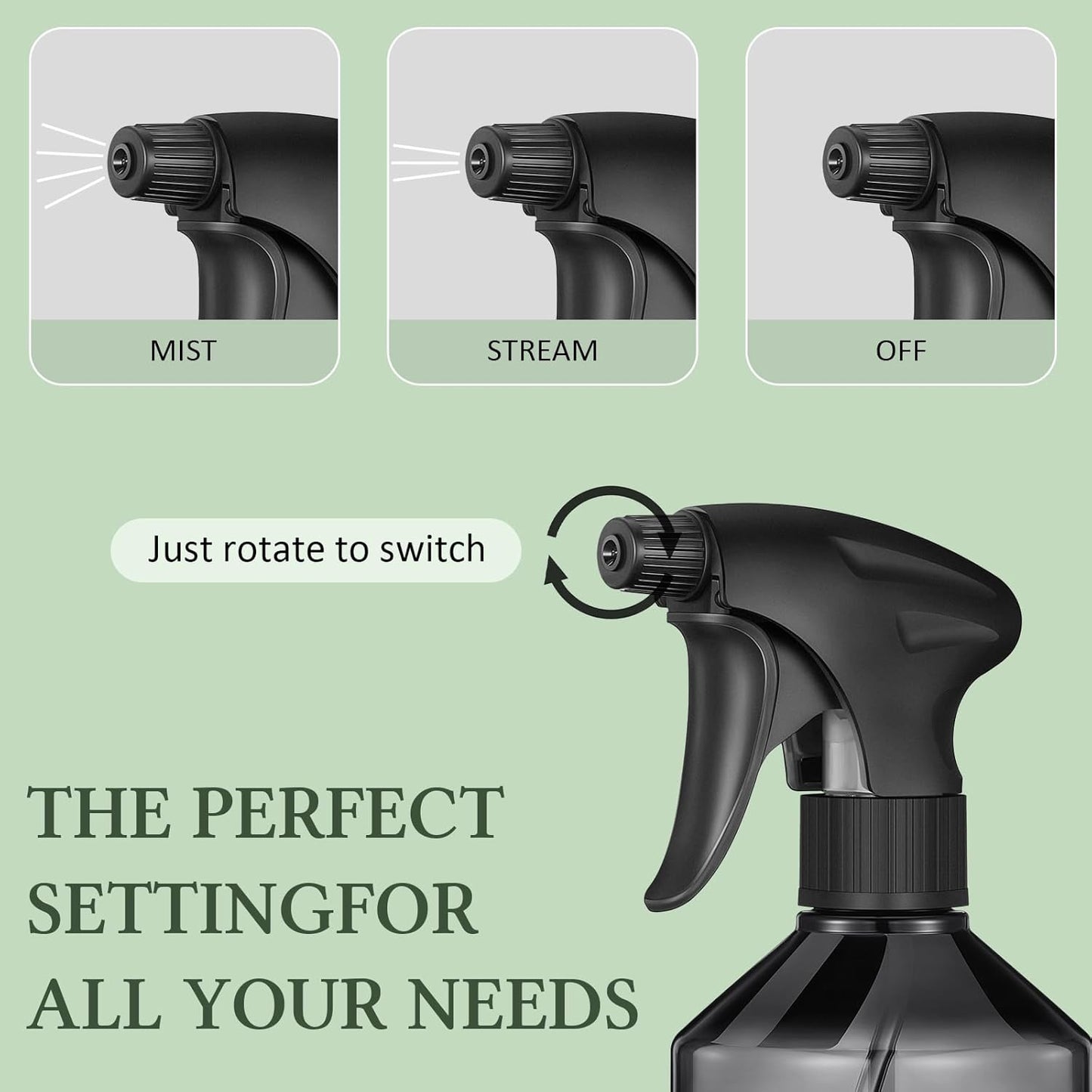 Baderke 2 PCS 360° Spray Bottle, 16 oz Upside Down Spray Bottles, Plastic Spray Bottles is Nice for Plants, Cleaning Solutions, Durable Nozzle w/Fine Mist and Stream Setting (Gray)