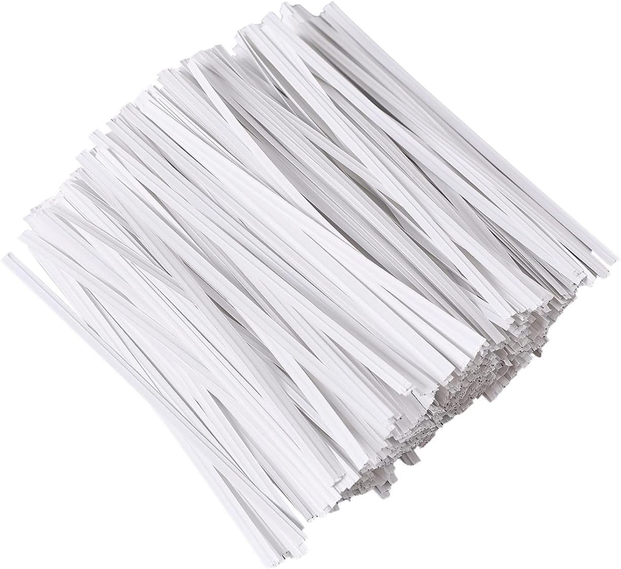 DGTANGYIN 500 Pcs 5" White Paper Twist Ties, for Party Cello Candy Bread Coffee Bags Cake Pops