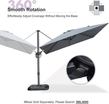 PURPLE LEAF 9 Feet Patio Umbrella Outdoor Cantilever Square Umbrella Aluminum Offset Umbrella with 360-degree Rotation for Garden Deck Pool Patio, Light Grey