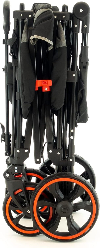 Creative Outdoor Push Pull All-Terrain Collapsible Folding Stroller Wagon for Kids, 150lbs Weight Capacity, Platinum Series, Beach, Park, Garden & Tailgate, (Black)