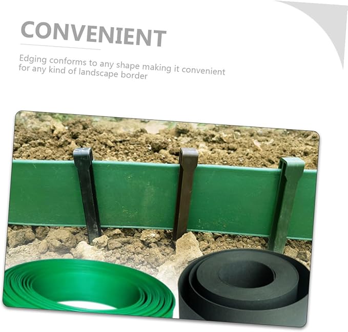 SUPVOX Flexible Plastic Landscape Edging Coil Kit with Spikes Garden Border Fence for Lawn Flower Beds and Shrubbery Easy to Cut and Shape for Tidy Separation
