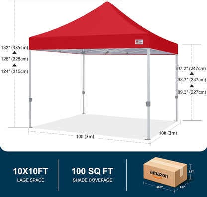 MASTERCANOPY Pop Up Canopy Tent Commercial Grade 10x10 Instant Shelter (Red)
