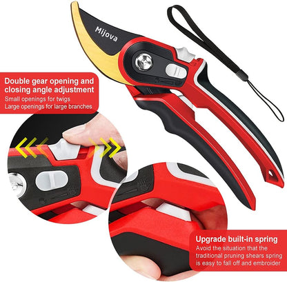 Garden Pruners, Heavy Duty Garden Clippers, Pruning Shears with Adjustable Thumb Lock, Hand Gardening Tools Pruners, High Carbon Steel Sharp Gardening Scissors