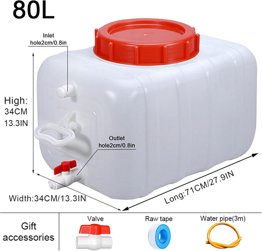 Heavy Duty Water Container Plastic Water Storage Carrier with Tap 50l 80l 110l 200l Water Tank Water Bottle Dispenser for Camping Caravan Hiking Outdoor(Size:80L)