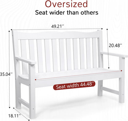 Stoog 3 Pieces All-Weather Patio Furniture Set, Include 2 Outdoor Chairs and 1 Outdoor Bench, White
