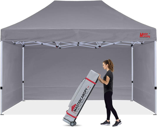 MASTERCANOPY Heavy Duty Pop-up Canopy Tent with Sidewalls (10x15,Gray)