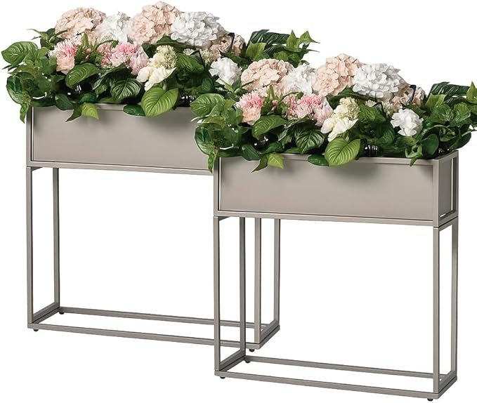 Cocoyard Elevated Planter Box - 28 Inch Durable Raised Garen Bed for Herbs and Flowers - Tall Rectangle Planter for Outdoor Plants & Backyard Gardening (Sand, 28" H - 2 Pack)