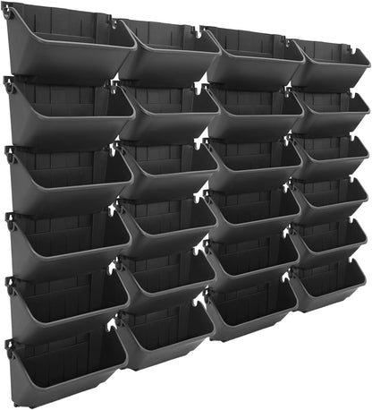 24 Pack Vertical Garden Planter,13 inch Wall Mounted Planter for Patio Indoor Outdoor Decor, Garden Self Watering Pot Balcony Plant Vegetable Fruit Herb Hanging Pocket Holder Flowerpot(Black)