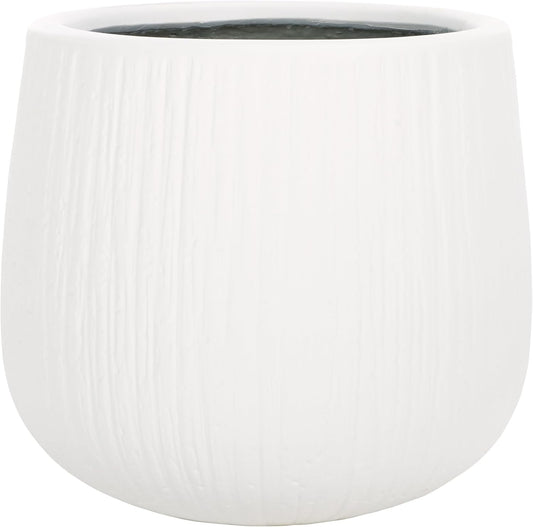 SAFAVIEH Outdoor Collection Francia Modern White Concrete Ficonstone Planter Pot