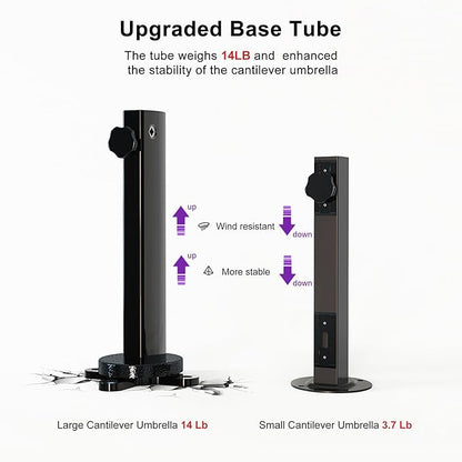 PURPLE LEAF 10' X 13' Patio Umbrella Outdoor Rectangle Umbrella Large Cantilever Umbrella Windproof Offset Heavy Duty Sun for Garden Deck Pool Patio, Grey