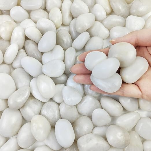 2 lbs Small White Pebbles for Plants, 0.8-1.2 inch Decorative River Rocks for Plants, Aquariums, Landscaping. White Stones for Planter Vase and Outdoor Garden Rocks
