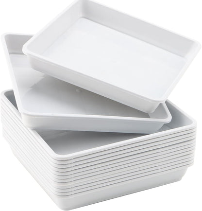 JOIKIT 15 PCS 11.4 x 11.4 Inch Square Plant Saucer, Plastic Plant Saucer Drip Tray, Square Flower Pot Tray for Indoors and Outdoor Plant Pots, 1.6 Inch Deep, White