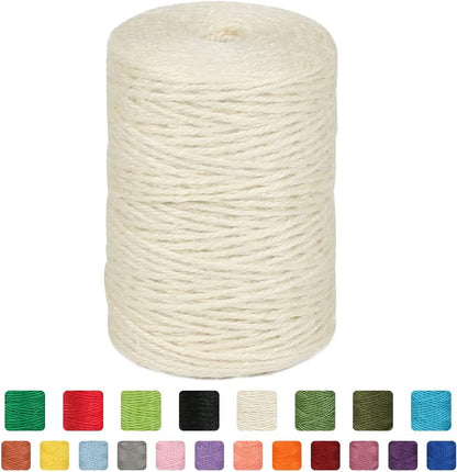 2mm 600ft Colored Natural Jute Twine String for Gift Wrapping Craft Baker Plant Christmas Ribbon Twine Handmade Arts Decoration Thin Packing String Home Decor