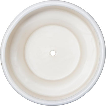 Kurrajong Farmhouse White Plant Pot with Stand | 7.25" Ceramic Planter Pot for Indoors | Wood Plant Stand with Pot. Plant not Included | White Planter Pot is 7.25" Wide x 5.75" high