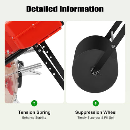 10-Row Manual Garden Seeder, Corn Planter, Hand Push Precision Seeder Planter for Corn Soybean Peanut Seeds, Adjustable Depth, 6.3" Sowing Spacing