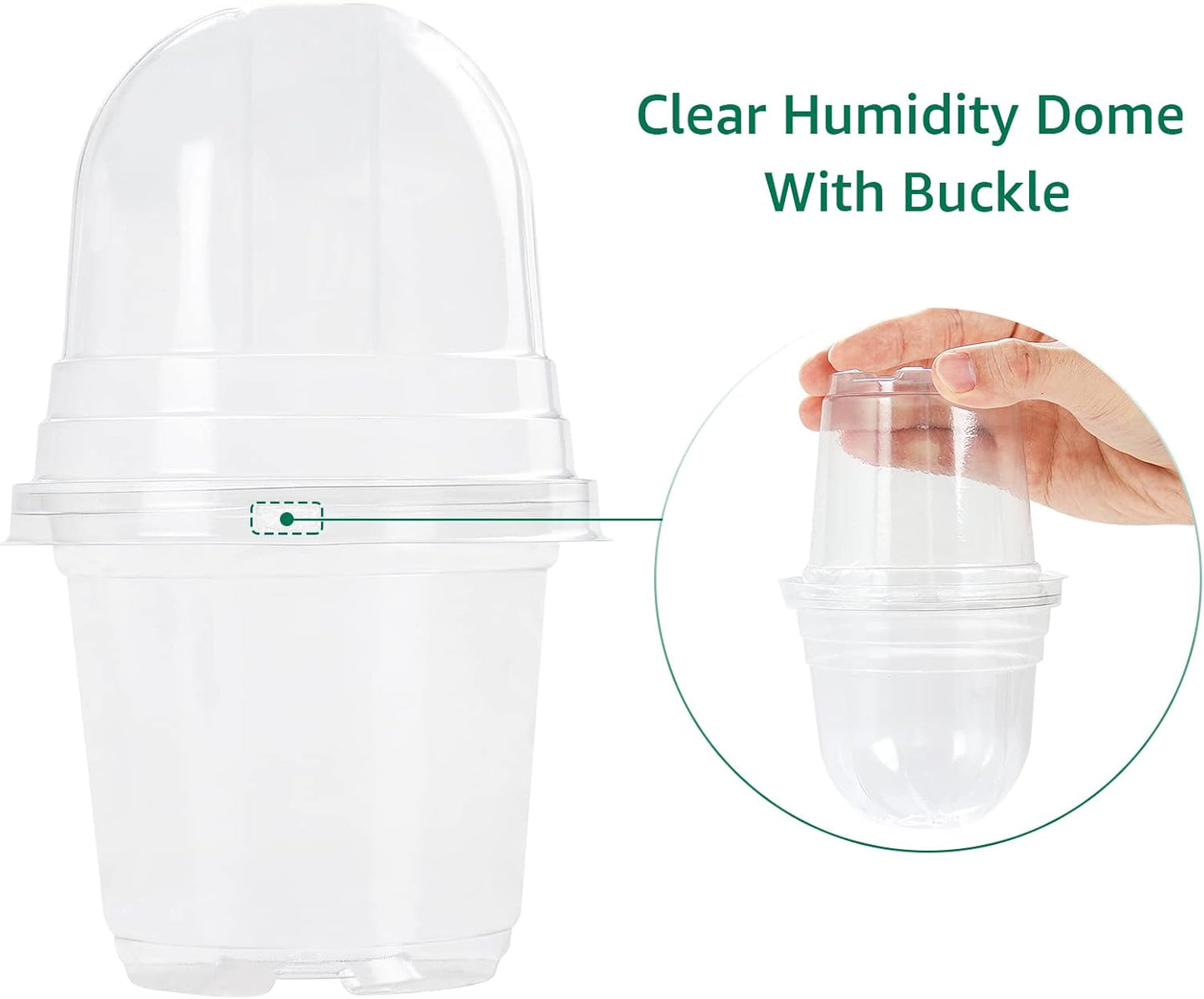 MIXC Clear Plant Nursery Pots with Humidity Dome 4" Soft Transparent Plastic Gardening Pot Planting Containers Cups Planter Small Starter Seed Starting Trays for Seedling with 10pcs Plant Labels
