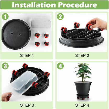 3-Pack Jumbo 15.7 Inch Planters with Rolling Saucers & Drainage – Large Flower Pots for Indoor/Outdoor, Heavy-Duty Moving Trays, Fits Tall Plants (Set of 3, Black)