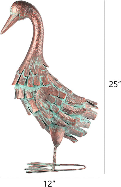 Garden Outdoor Statue Metal Duck Art Sculpture for Lawn, Farm and Patio - 25 Inches