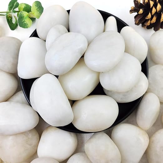 20lbs White River Rocks for Landscaping, 2-3 Inch Natural Pebbles for Indoor Plants, High Polished Decorative Stones Vase Filler Fish Tank Aquariums Garden Outdoor and Indoor DIY