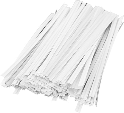 200PCS 4 Inch Kraft Paper Twist Ties, Reusable Cable Ties for Tying Bread, Plant Support, Bread Packaging, Candy Bags and Craft Projects (White)