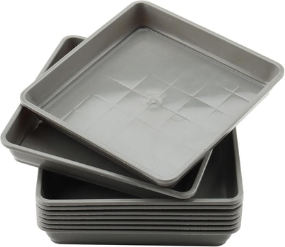 JOIKIT 10 PCS 11.4 x 11.4 Inch Square Plant Saucer, Plastic Plant Saucer Drip Tray, Square Flower Pot Tray for Indoors and Outdoor Plant Pots, 1.6 Inch Deep, Gray