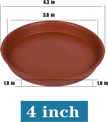 6 Pack of 4 inch Plant Saucer, Heavy Duty Plastic Plant Water Tray 4 inch Round, Pebble Tray, Plant Saucers for Indoors, Plant Dishes Saucer for Planter 3"/4" (4 inch, Terracotta)