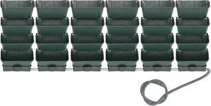 Vertical Wall Planter with 24 Pots, Hanging Garden Plant Flowerpot Holder, Stackable Wall-Mounted Planter, Balcony Planters for Flowers Vegetables Fruits (Army Green, 24 Pots+6 Drainage Planters&Pipe)