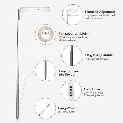 Grow Lights for Indoor Plants Small Potted - Full Spectrum, Auto 3/9/12H Timer, 10-Level Dimming & Adjustable Height - Compact Grow Light for Succulents, Herbs, Foliage in Home/Office (White,3PACKS)