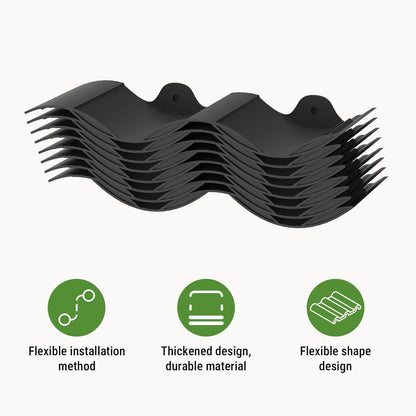 Mars Villa Landscape Edging Border 10FT, Interlocking Landscape Edging 5.9in Flowerbed Border Edging Plastic Flexible Flower Bed Lawn Edging for Outdoor Pathway, with Stakes（Black, 8PCS）