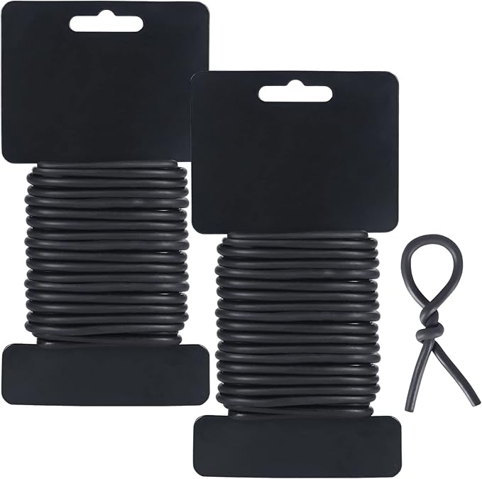 Tenn Well 5mm Plant Ties, 32 Feet Soft Garden Wire Ties for Tomato Plants, Climbing Roses and Cucumbers (2PCS X 16 Feet, Black)