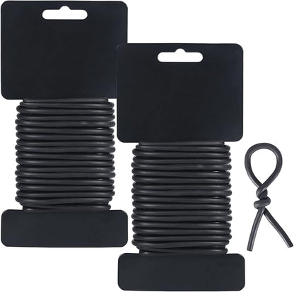 Tenn Well 5mm Plant Ties, 32 Feet Soft Garden Wire Ties for Tomato Plants, Climbing Roses and Cucumbers (2PCS X 16 Feet, Black)