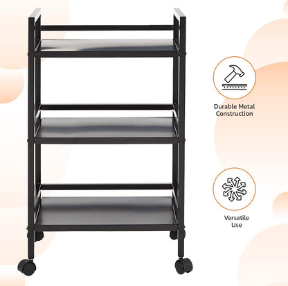 Amazon Basics 3-Tier Metal Rolling Cart, Black