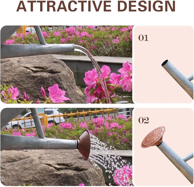 Metal Watering Can, One Gallon Watering Cans Stainless Steel for Outdoor Indoor Garden Plants Watering (Zinc 1 Gallon)