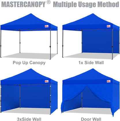 MASTERCANOPY Heavy Duty Pop-up Canopy Tent with Sidewalls (8x8,Blue)