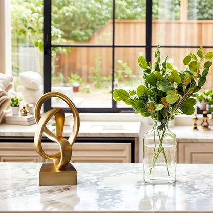 aboxoo Gold Knot Decor Mobius Knot Statue, Abstract Statues, Coffee Table Decor for Living Room, Office, Modern Desk Decor