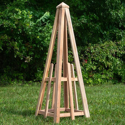 Garden Obelisk Trellis for Climbing Plants, Cedar Pyramid Trellis 46" H, Pack of 2, Sturdy Wooden Garden Trellis for Flowers, Vines, Vertical Plant Support, Outdoor Garden Decor