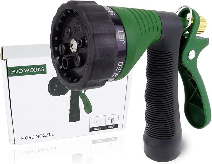 Garden Hose Nozzle Heavy Duty Water Hose Nozzle with Adjustable Watering Patterns High Pressure Sprayer Nozzles, Pefect for Car Washing and Pets Showering