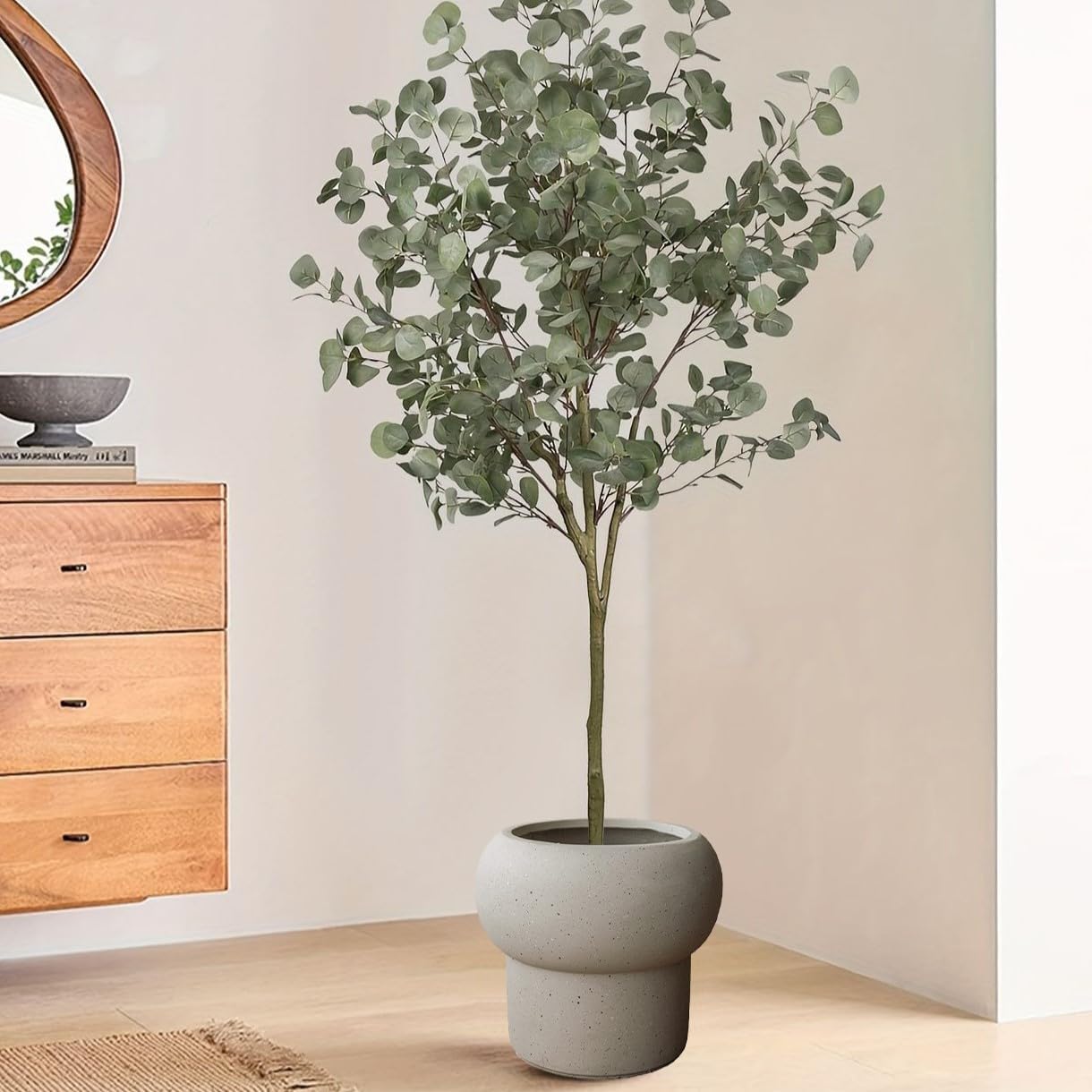 12.5" H x 14" Dia Large Concrete Planter-Heavyweight Outdoor Cement Flower Pot with Mushroom-Shaped Design for Patio, Garden, Porch, or Indoor Use-Modern Decorative Plant Container