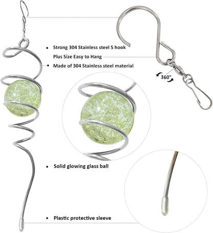 Glow in The Dark Wind Spinner Tail Gazing Ball Spiral Decorative Spiral Tail Wind Spinner Stabilizer Sun Catcher,Indoor Outdoor Hanging Art Garden Decoration Wind Sculpture Stabilizer-13in